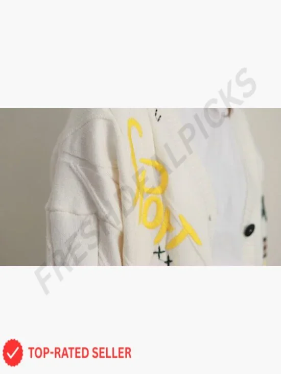 Chunky Cable Knit Cardigan Oversized V-Neck Open Front Embroidery Wool Blend - Picture 7 of 7